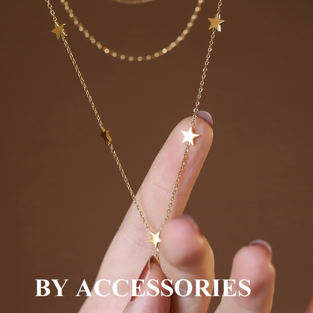Dây chuyền nữ titan dáng chữ Y xích mảnh phối ngôi sao nhỏ xinh không gỉ WN24112 BY ACCESSORIES