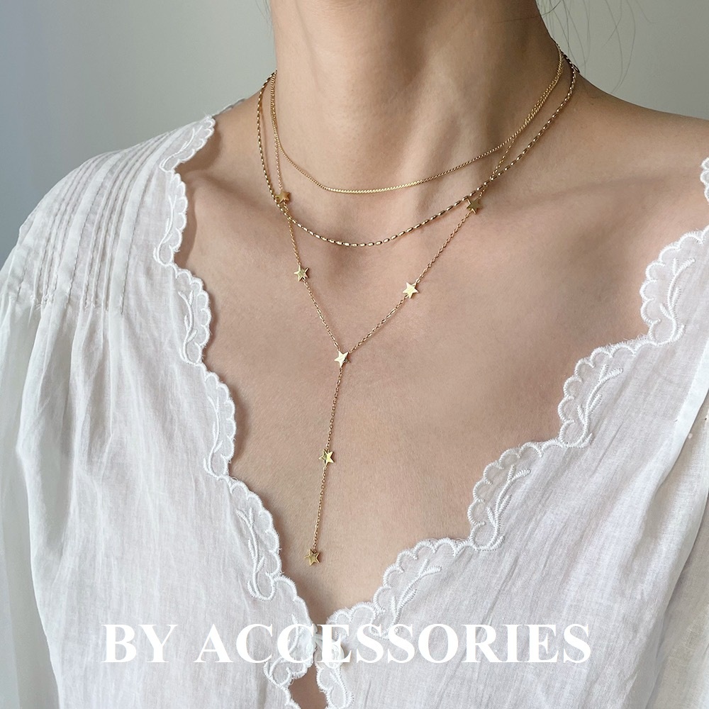 Dây chuyền nữ titan dáng chữ Y xích mảnh phối ngôi sao nhỏ xinh không gỉ WN24112 BY ACCESSORIES