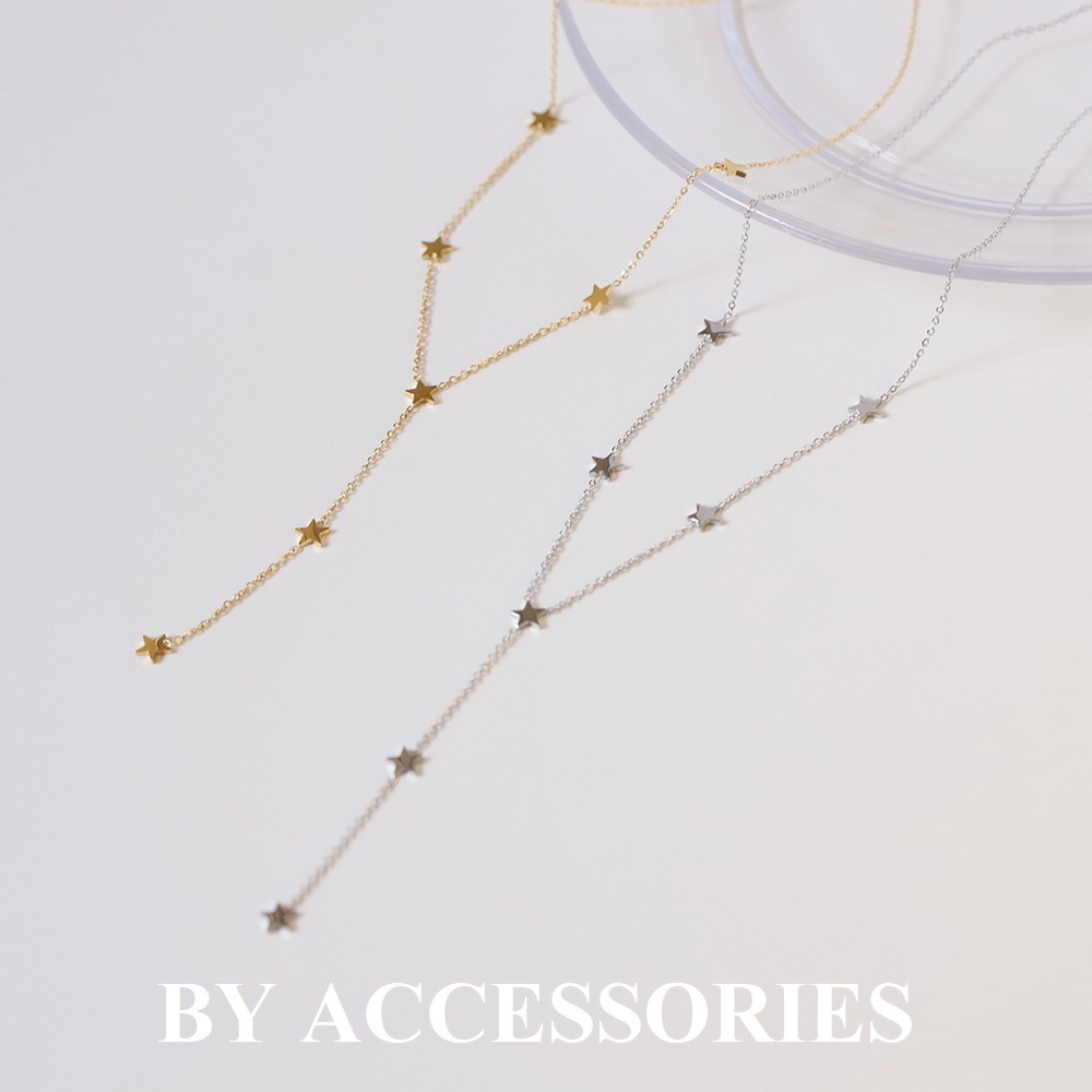 Dây chuyền nữ titan dáng chữ Y xích mảnh phối ngôi sao nhỏ xinh không gỉ WN24112 BY ACCESSORIES