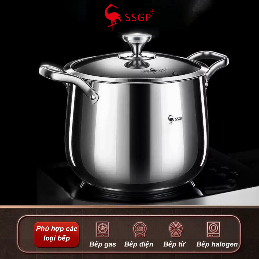 Nồi inox 304 luộc gà cao cấp Stuttgart của SSGP , xoong nồi, bộ nồi inox, nồi hầm, thân cao