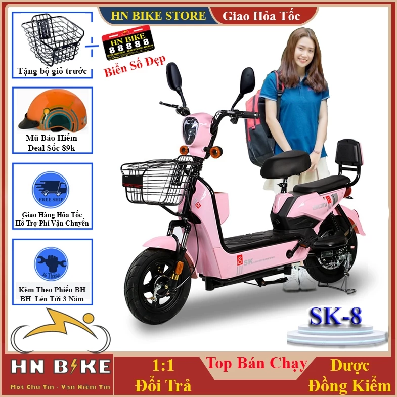 Xe Đạp Điện Dành Cho Học Sinh - SK8, Mẫu Xe Điện Sk8 Chính Hãng 2026, Bản Full Phụ Kiện - Nâng cấp bình ác quy