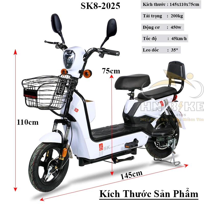 Xe Đạp Điện Dành Cho Học Sinh - SK8, Mẫu Xe Điện Sk8 Chính Hãng 2026, Bản Full Phụ Kiện - Nâng cấp bình ác quy