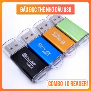 Combo 10 Đầu Đọc Thẻ Nhớ USB 2.0 Vỏ Nhôm-all in one vỏ nhựa – Reader Nhôm Hỗ Trợ Đọc Micro SD Trên Laptop, Máy Tính, PC