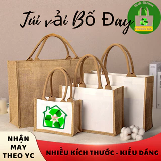 Túi hộp vải bố đay phong cách vitage thời trang có thể in logo