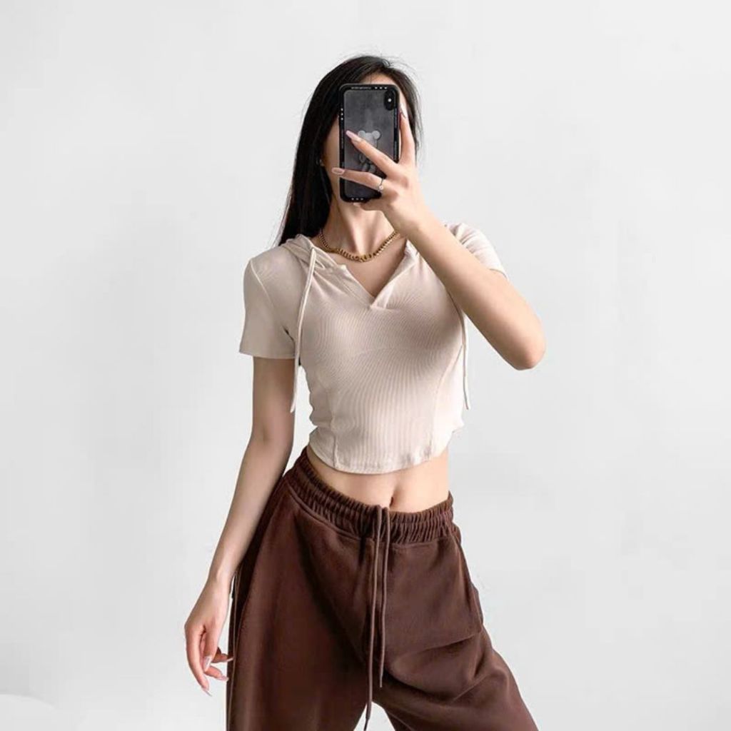 Áo thun tay ngắn dáng ôm Sicily áo mũ ôm body AMTN