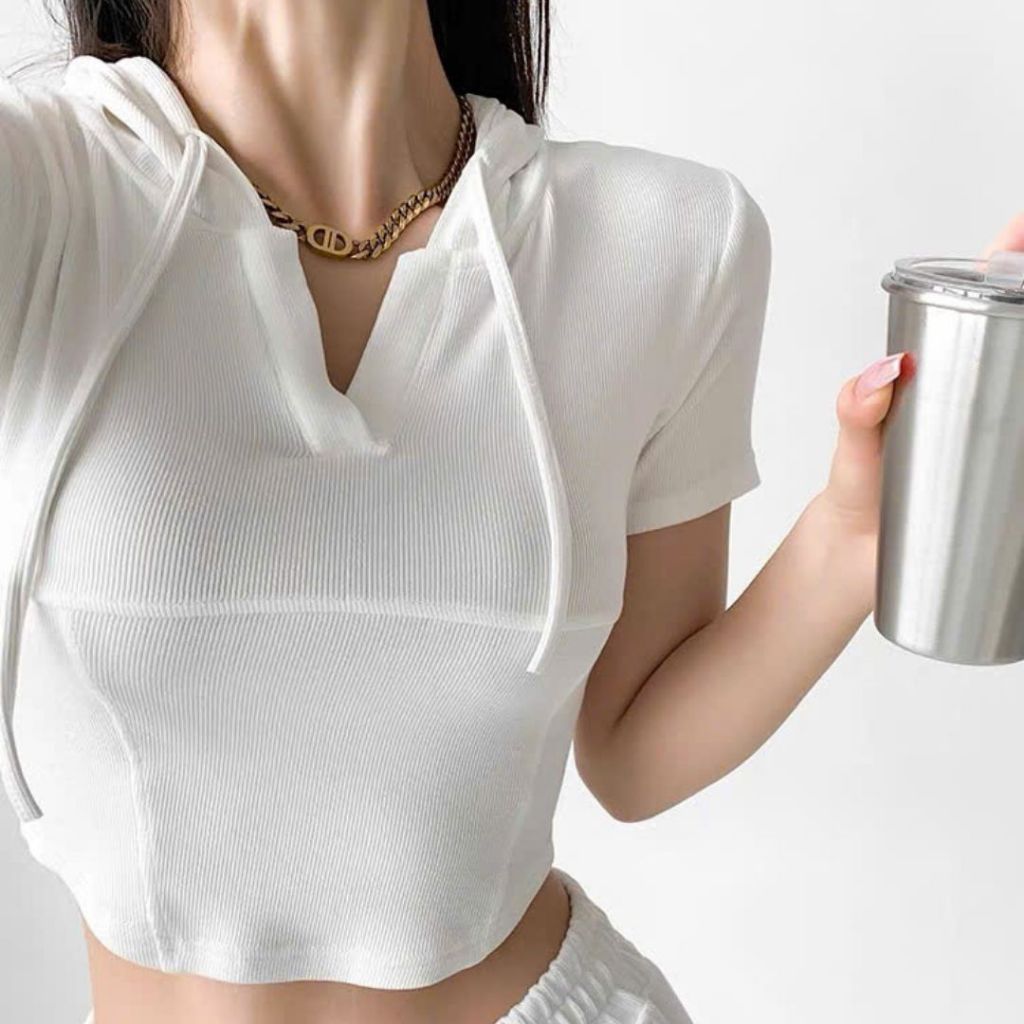 Áo thun tay ngắn dáng ôm Sicily áo mũ ôm body AMTN
