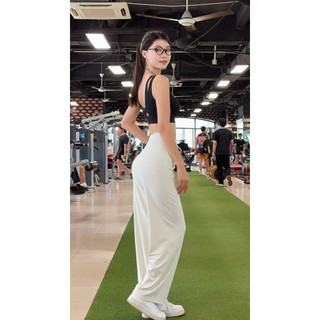 Quần Ống Loe Atentinate Vải Thun Poly Mềm Mại Tôn Dáng Tập Gym Yoga Dạo Phố