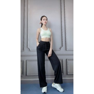 Quần Ống Loe Atentinate Vải Thun Poly Mềm Mại Tôn Dáng Tập Gym Yoga Dạo Phố
