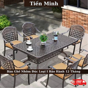 Bàn Ghế Nhôm Đúc Sơn Tĩnh Điện Nhập Khẩu Cao Cấp - Bộ bàn tròn sân vườn ngoài trời, bảo hành trọn đời không han gỉ