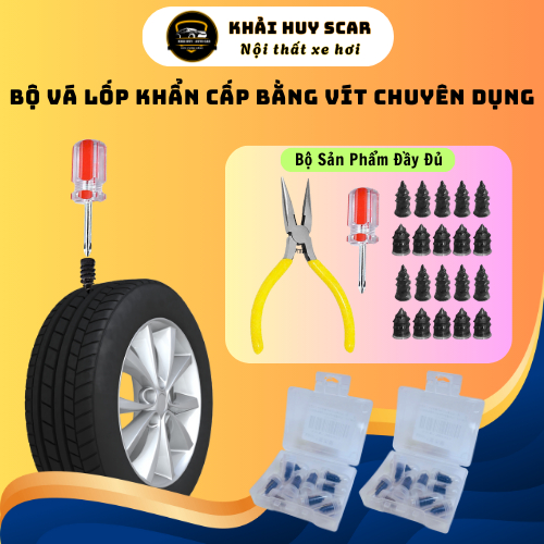 [HOT] Bộ Vá Lốp Khẩn Cấp Bằng Vít Chuyên Dụng - Không Cần Tháo Lốp, Bộ Đầy Đủ - Khải Huy Scar