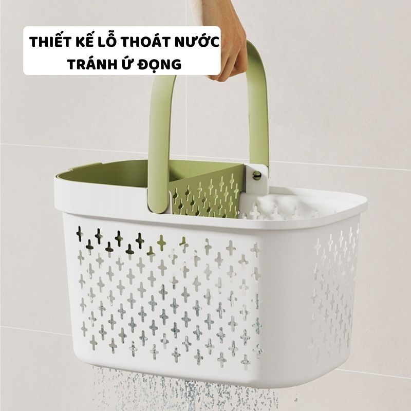 Giỏ Đựng Đồ Nhà Tắm Có Quai Xách ENODA HOME, Giỏ Nhựa Đựng Đồ Đa Năng Thoát Nước Tốt Q045