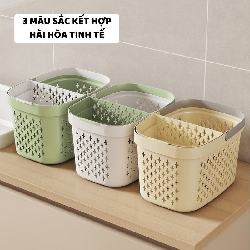 Giỏ Đựng Đồ Nhà Tắm Có Quai Xách ENODA HOME, Giỏ Nhựa Đựng Đồ Đa Năng Thoát Nước Tốt Q045