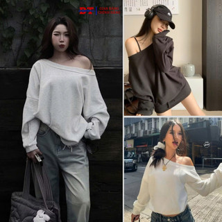 Áo kiểu nữ, ao sweater trễ vai croptop khoét vai phong cách sexy cá tính - DTB SSL
