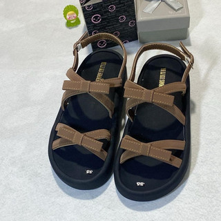 Sandal Nữ IGU Quai Mảnh Đính Nơ Dễ Thương Phong Cách Hàn Quốc.