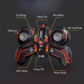 Đồ Chơi Xe Đụng Go-Kart Cho Bé Đá Bóng Vào Khung Thành Điều Khiển Từ Xa RC 2.4Ghz Xoay 360° Có Nhạc Đèn Và Phun Khói