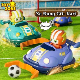 Đồ Chơi Xe Đụng Go-Kart Cho Bé Đá Bóng Vào Khung Thành Điều Khiển Từ Xa RC 2.4Ghz Xoay 360° Có Nhạc Đèn Và Phun Khói