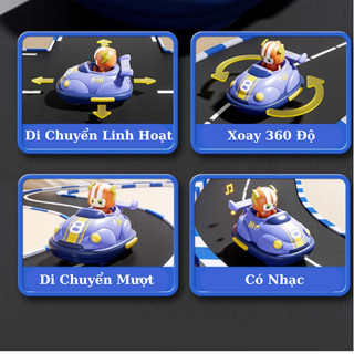 Đồ Chơi Xe Đụng Go-Kart Cho Bé Đá Bóng Vào Khung Thành Điều Khiển Từ Xa RC 2.4Ghz Xoay 360° Có Nhạc Đèn Và Phun Khói