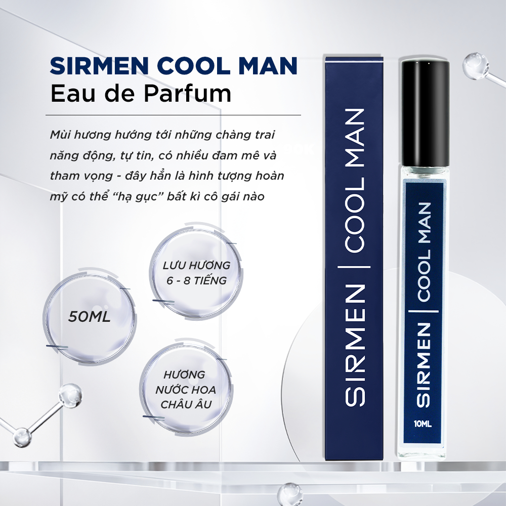 Ảnh Nước hoa nam SIRMEN COOL MAN Eau de Parfum Châu Âu cao cấp chai 10ml thơm thanh mát trẻ trung 2