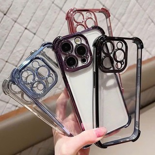 Ốp Lưng iPhone TPU Mạ Viền Kim Loại 4 Góc Chống Sốc, Bảo Vệ Camera - iP 7/8/X/XS/11/12/13/14/15/16/17/Plus/Pro/Max/Air
