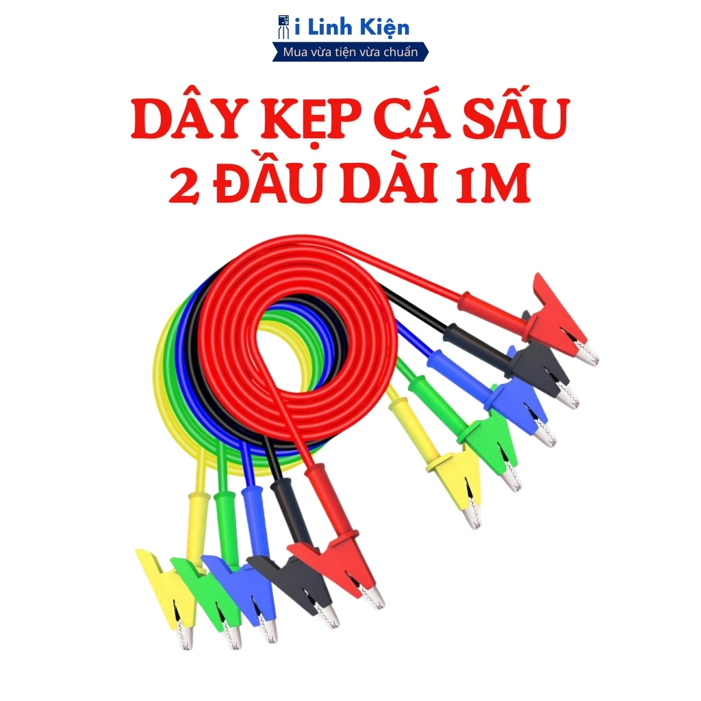 Dây kẹp cá sấu 2 đầu loại tốt dài 1 mét chất lượng cao ilinhkien ( giá 1 sợi )