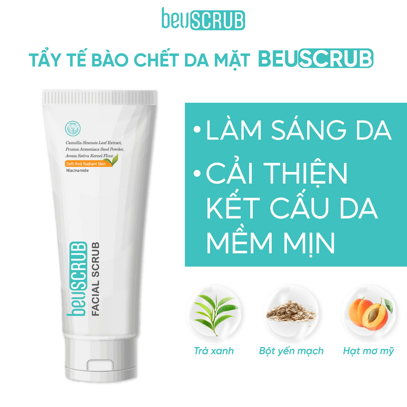 Ảnh Tẩy tế bào chết mặt BEUSCRUB trà xanh, tẩy da chết mặt ,thấm hút dầu thừa , làm sạch da 1
