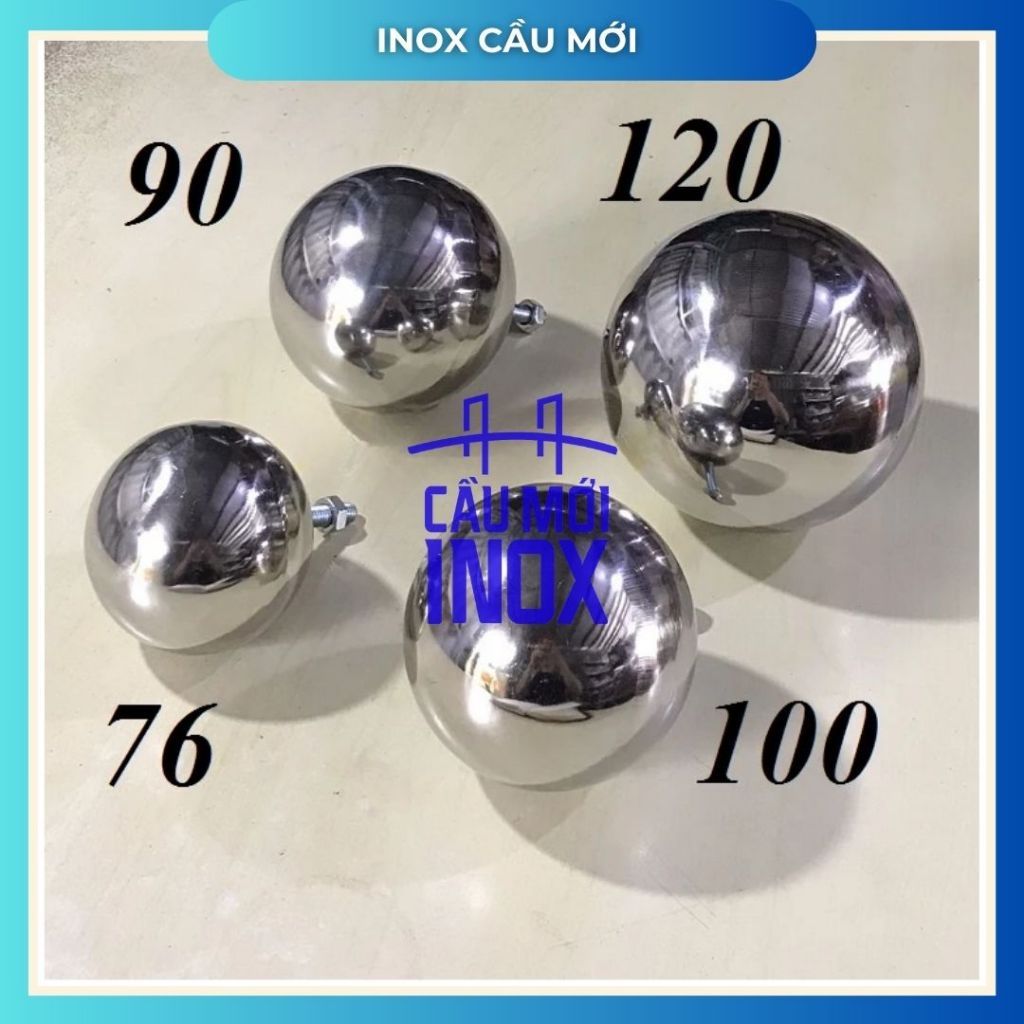 Quả cầu inox có ty 100mm - Trái cầu inox cầu thang phi 100mm - Trái châu inox 100mm chất lượng cao