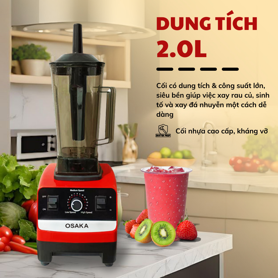 Máy Xay Sinh Tố Công Nghiệp – Công Suất 1.800W, Dung Tích 2L, Bảo Hành Điện Tử – OSAKA BL-689
