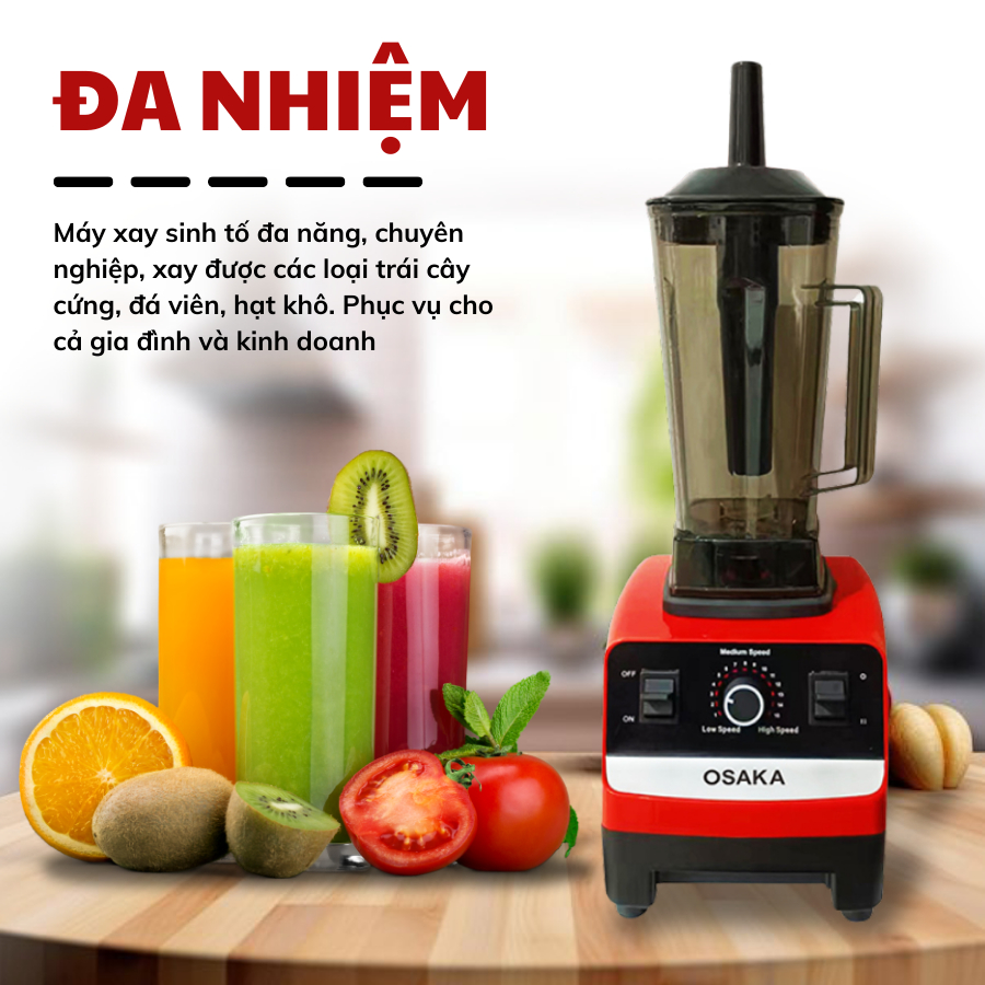 Máy Xay Sinh Tố Công Nghiệp – Công Suất 1.800W, Dung Tích 2L, Bảo Hành Điện Tử – OSAKA BL-689