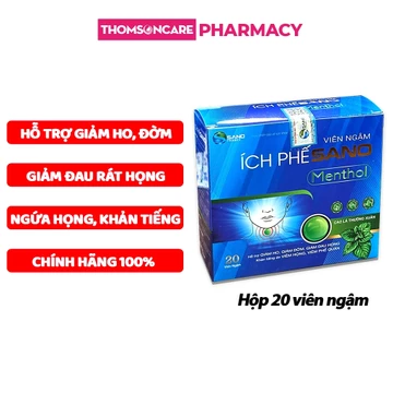 Viên ngậm ho Ích phế Sano - hỗ trợ giảm ho, bổ phế, giảm đau họng từ thảo dược và tinh dầu gừng- Hộp 20 viên Thomsoncare