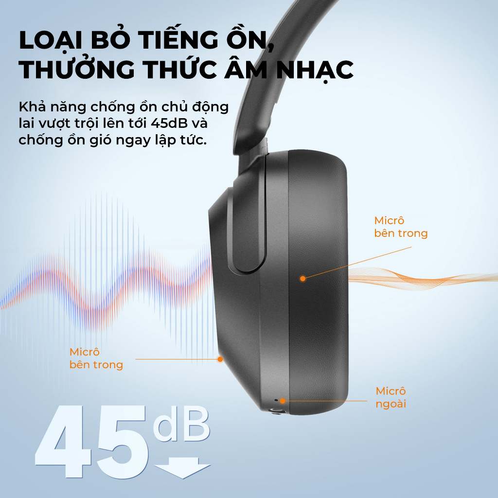 Tai Nghe Chụp Tai Bluetooth Earfun Wave Pro Chống Ồn ANC 45db Âm Thanh Hi-Res LDAC Pin 80H | BigBuy360 - bigbuy360.vn