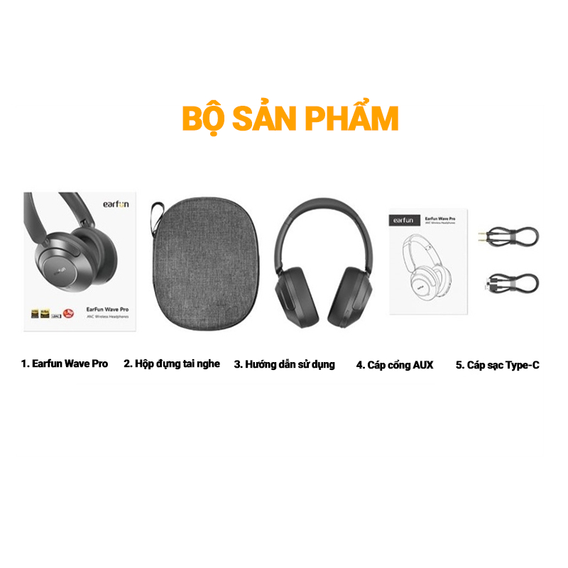 Tai Nghe Chụp Tai Bluetooth Earfun Wave Pro Chống Ồn ANC 45db Âm Thanh Hi-Res LDAC Pin 80H | BigBuy360 - bigbuy360.vn