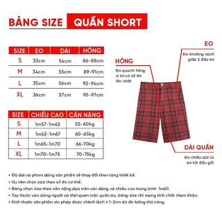 Quần short namkẻ đỏ JASEY, Quần sóc nam mềm mịn thoáng mát chuẩn size mã 3455
