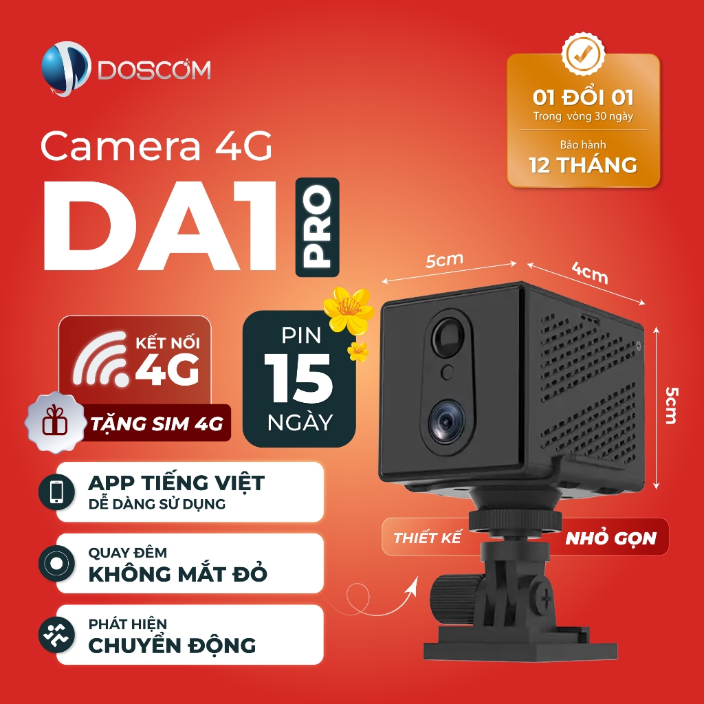 Camera Mini 4G Doscom DA1 Pro Giám Sát An Ninh 360 độ - Hỗ Trợ Tầm Nhìn ...