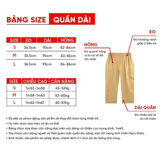 Quần lửng dáng suông nữ JASEY, quần dài ống rộng cạp chun , màu vàng chuẩn size mã 2511