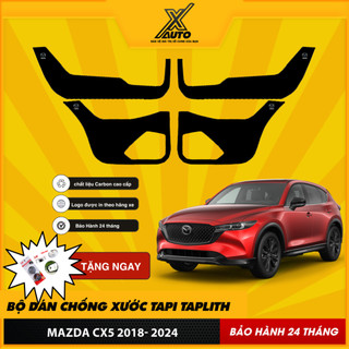 Bộ Dán Chống Xước Tapli Cửa Xe Mazda CX5- Viền Vân Da Carbon Cao Cấp( tặng 1 bộ gương cầu lồi)