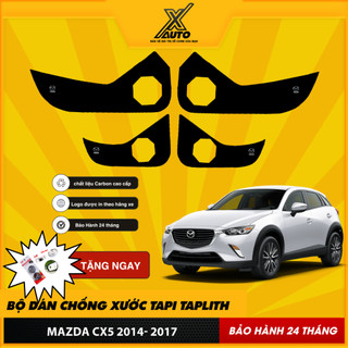 Bộ Dán Chống Xước Tapli Cửa Xe Mazda CX5- Viền Vân Da Carbon Cao Cấp( tặng 1 bộ gương cầu lồi)