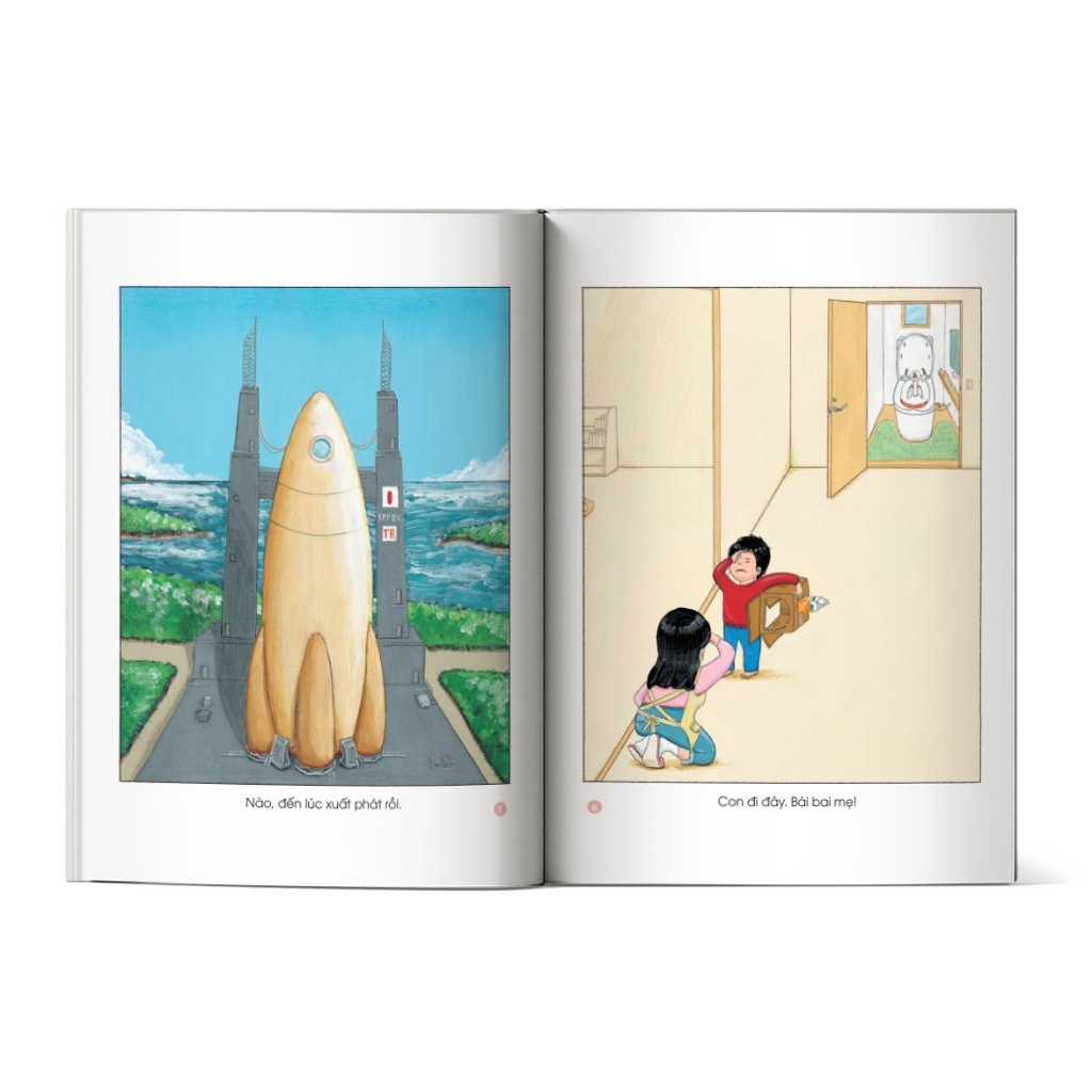 Sách Ehon - Phát triển tư duy toàn diện cho bé - Ehon Taxi mèo – Nhà vệ sinh tên lửa -Tớ là máy bay - Finybooks