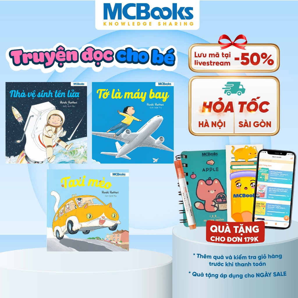 Sách Ehon - Phát triển tư duy toàn diện cho bé - Ehon Taxi mèo – Nhà vệ sinh tên lửa -Tớ là máy bay - Finybooks