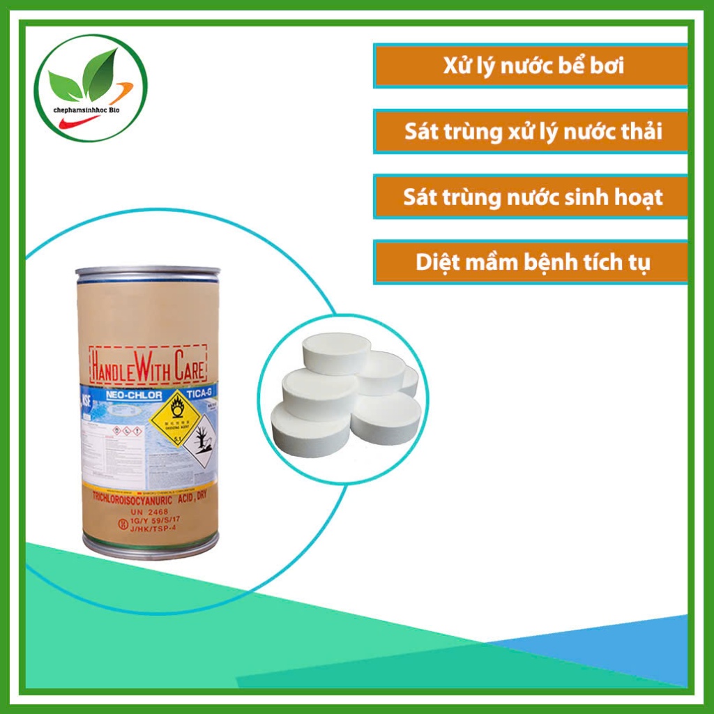 Chlorine dạng viên 200g Nhật TCCA (Neo chlor 90%) hãng Shikoku. Thùng 50kg