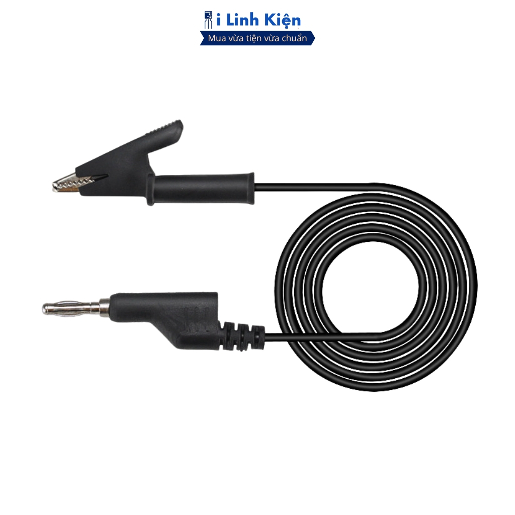 Dây đo đồng hồ liền kẹp cá sấu màu đen loại tốt (1 mét) chất lượng cao ilinhkien