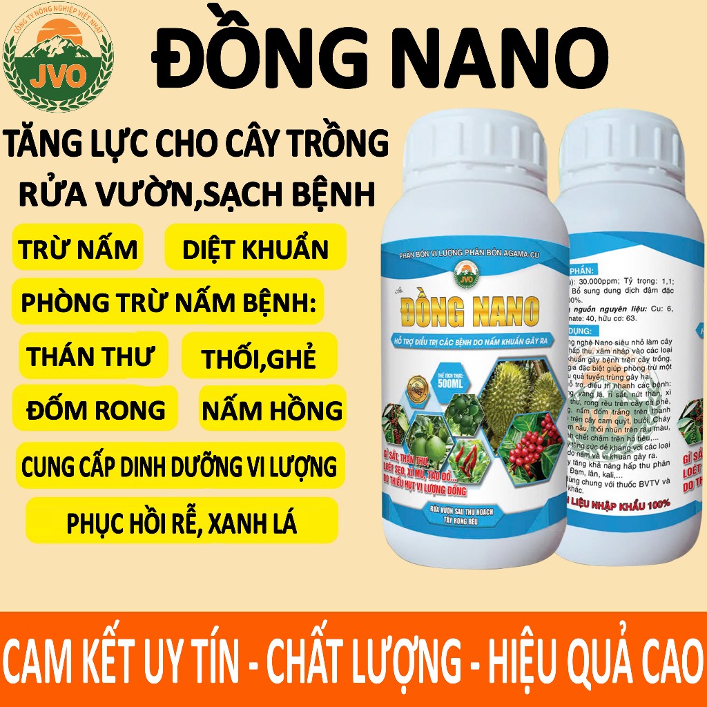 Nano Đồng chai 500ml tẩy rửa vườn, rong rêu, phục hồi cây sau thu hoạch ...