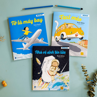 Sách Ehon - Phát triển tư duy toàn diện cho bé - Ehon Taxi mèo – Nhà vệ sinh tên lửa -Tớ là máy bay