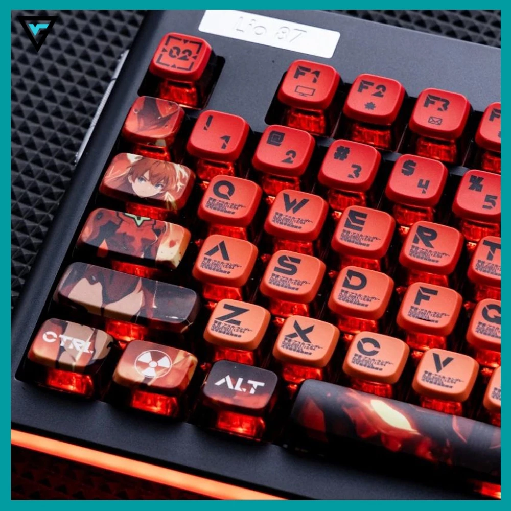 Keycap Pudding Evangelion Eva-02 Xuyên Led dành cho bàn phím cơ Nhựa PBT in Dyesub 125 nút