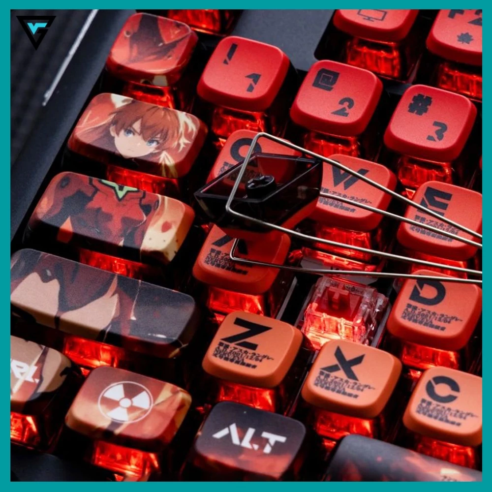 Keycap Pudding Evangelion Eva-02 Xuyên Led dành cho bàn phím cơ Nhựa PBT in Dyesub 125 nút