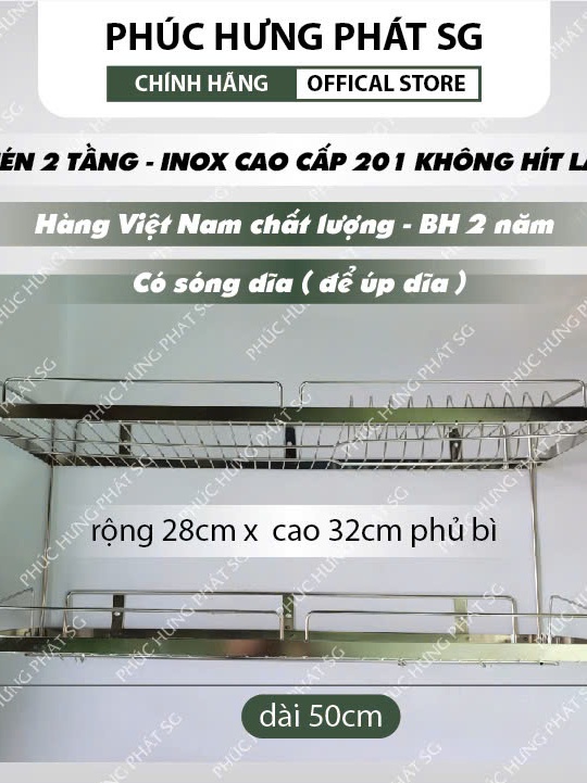 Kệ chén treo inox 201 PHP LA DÀY kích thước dài 50cm,60cm,70cm rộng ...
