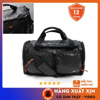 Túi trống thể thao Leather Black Color Unisex, Túi thể thao đựng đồ tập gym nam nữ có nhiều ngăn chống nước cao cấp