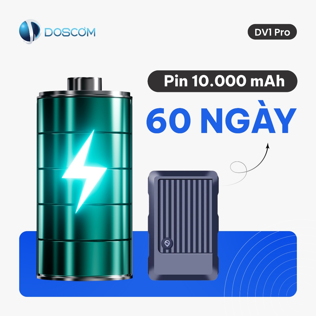 (Bảo hành 12 tháng) Thiết Bị Định Vị GPS 4G Không Dây DV1 Pro Doscom - Tích Hợp Ghi Âm, Theo Dõi Vị Trí Thời Gian Thực