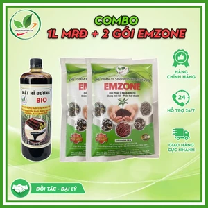 Combo chế phẩm sinh học Emzone( 2 gói) + Mật rỉ đường 1 lít mật nặng ( Mật Loại 1 ) 1.4kg