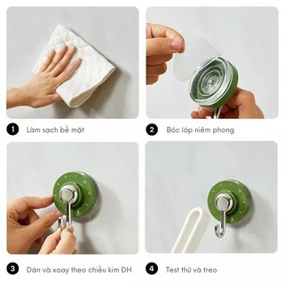 Móc Dán Chân Không Siêu Bám 5Kg | Móc Treo Đồ Không Cần Khoan | Chống Nước Treo Nhà Tắm Nhà Bếp