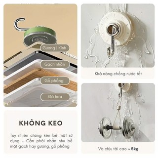 Móc Dán Chân Không Siêu Bám 5Kg | Móc Treo Đồ Không Cần Khoan | Chống Nước Treo Nhà Tắm Nhà Bếp